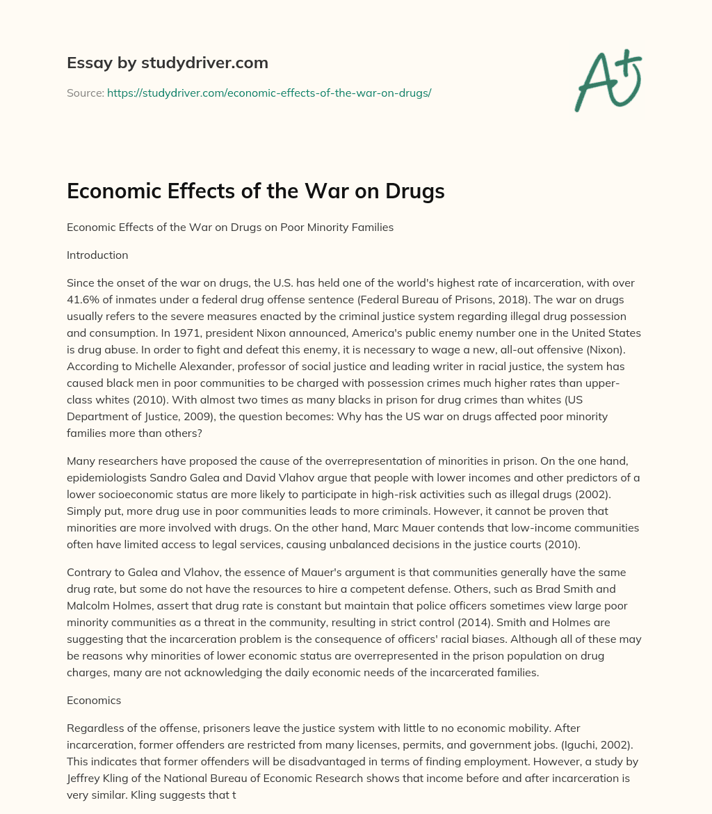 Economic Effects of the War on Drugs essay