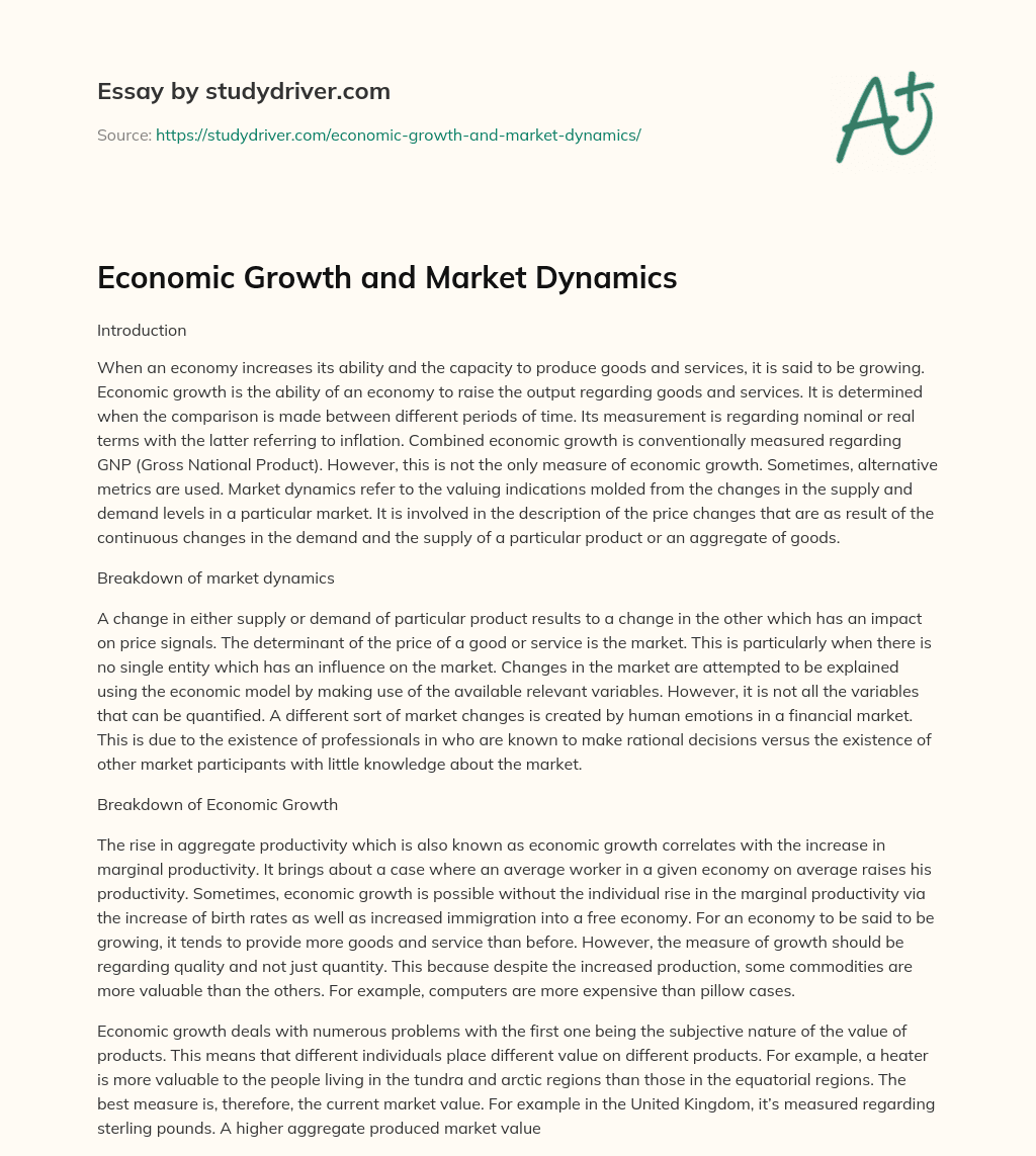 Economic Growth and Market Dynamics essay