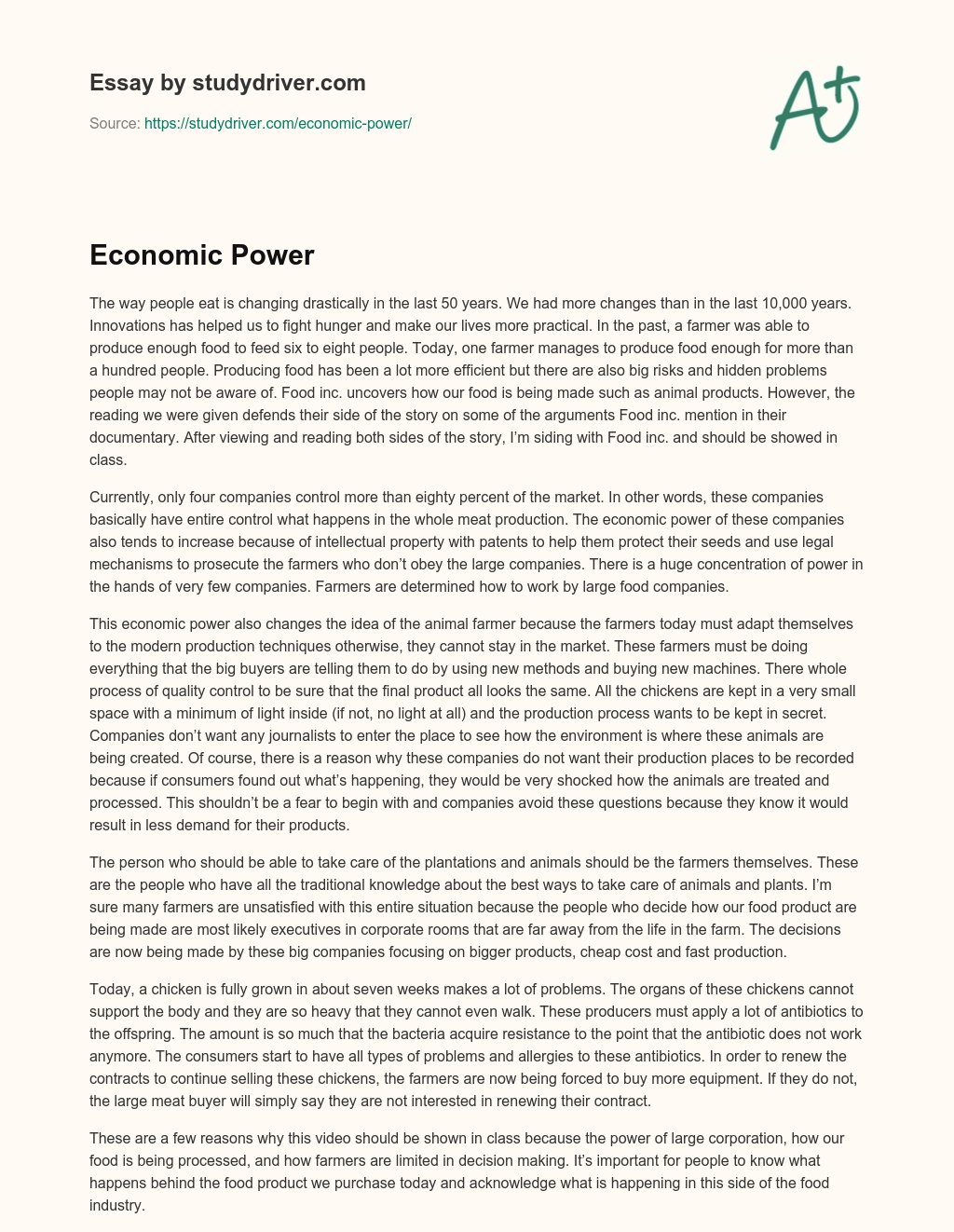 Economic Power essay
