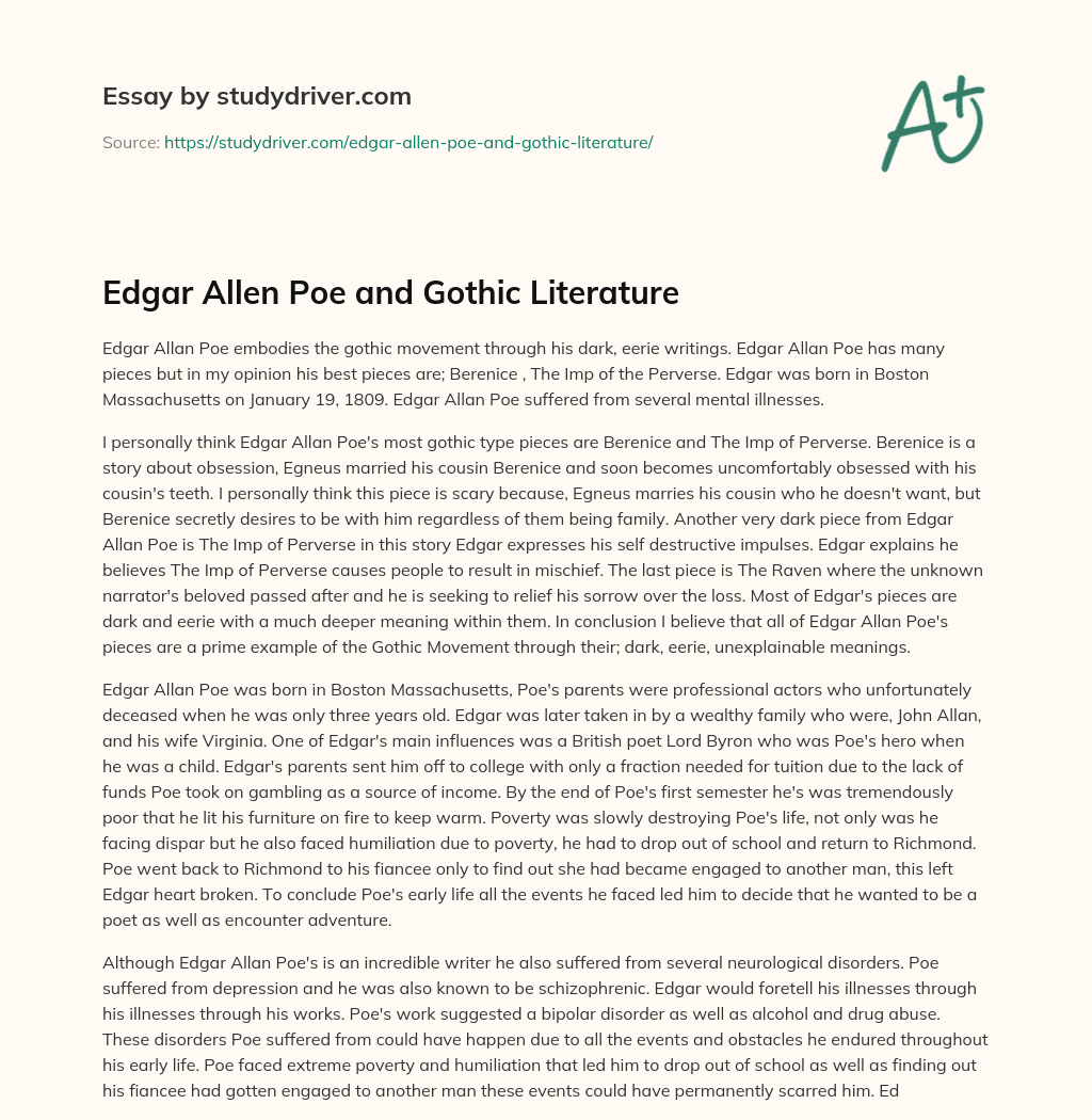 Edgar Allen Poe and Gothic Literature essay