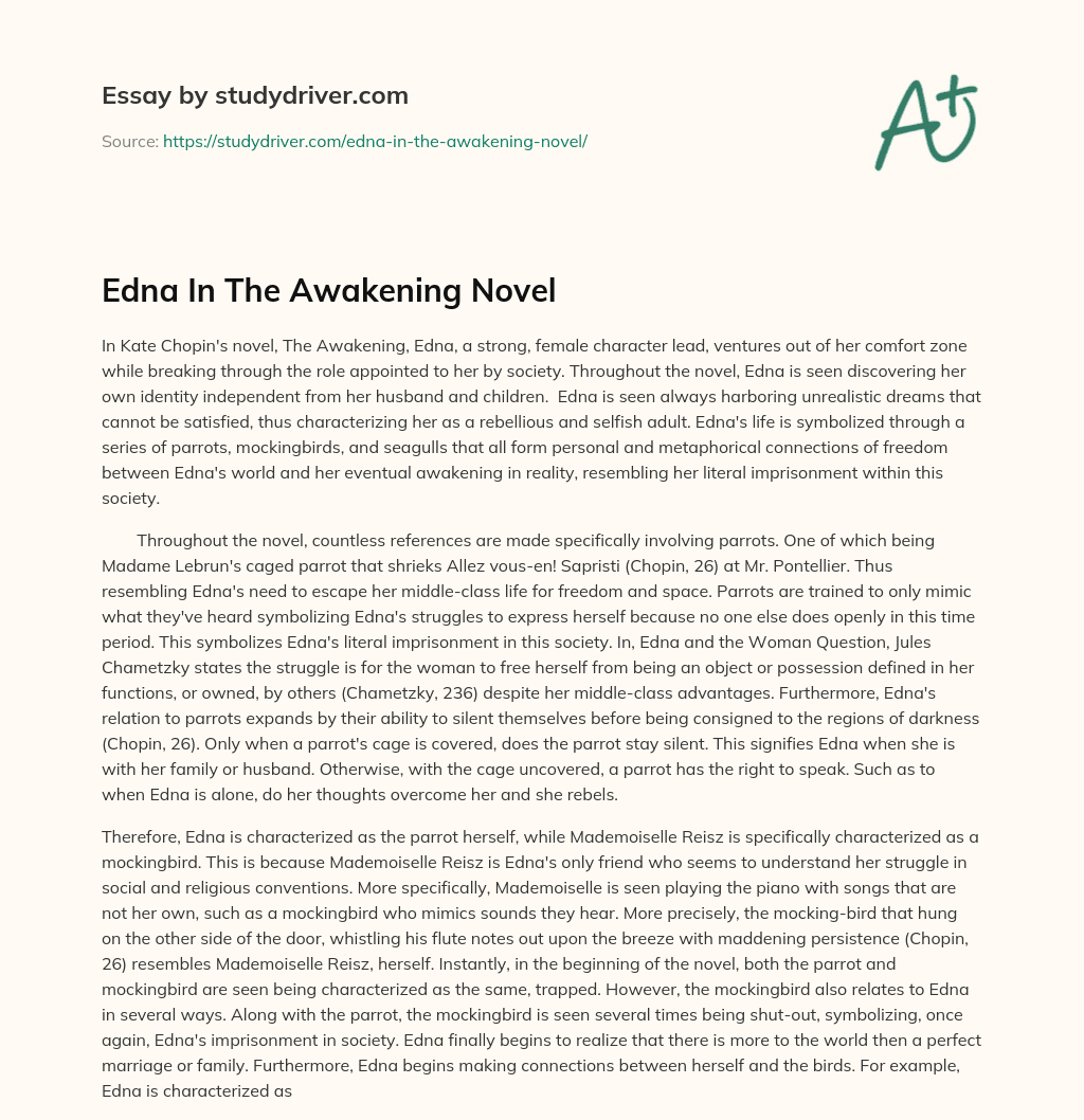 Edna in the Awakening Novel essay