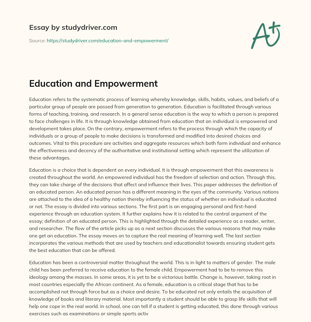 Education and Empowerment essay