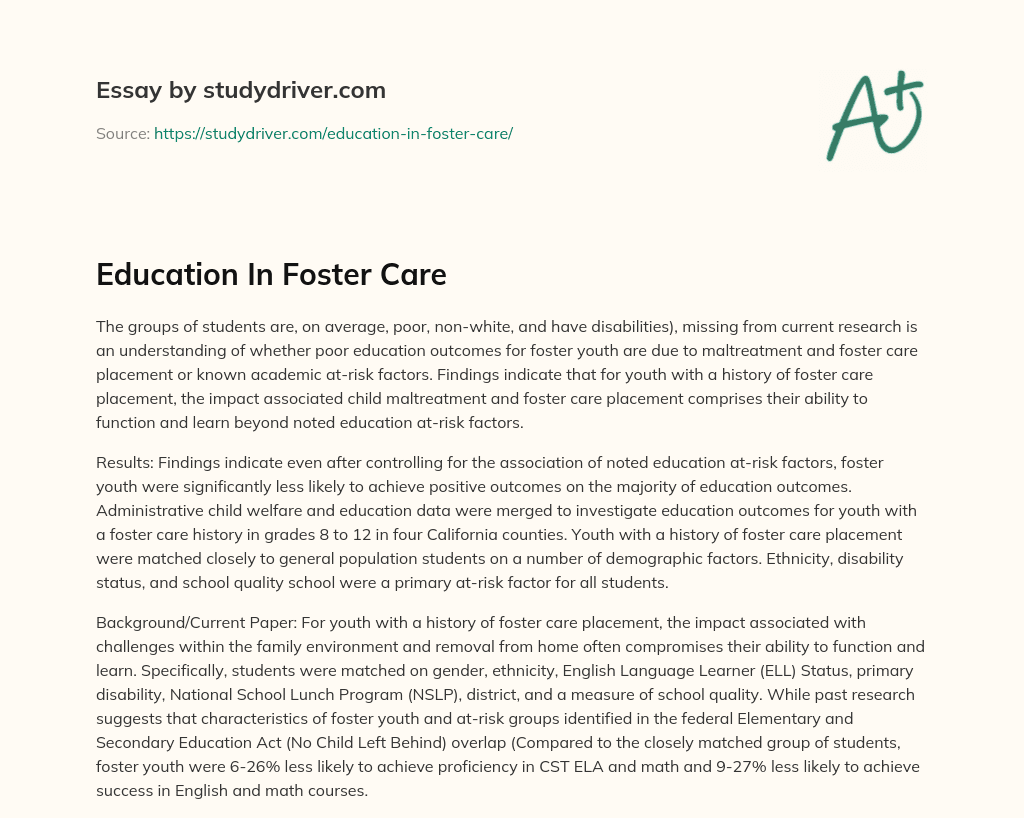Education in Foster Care essay