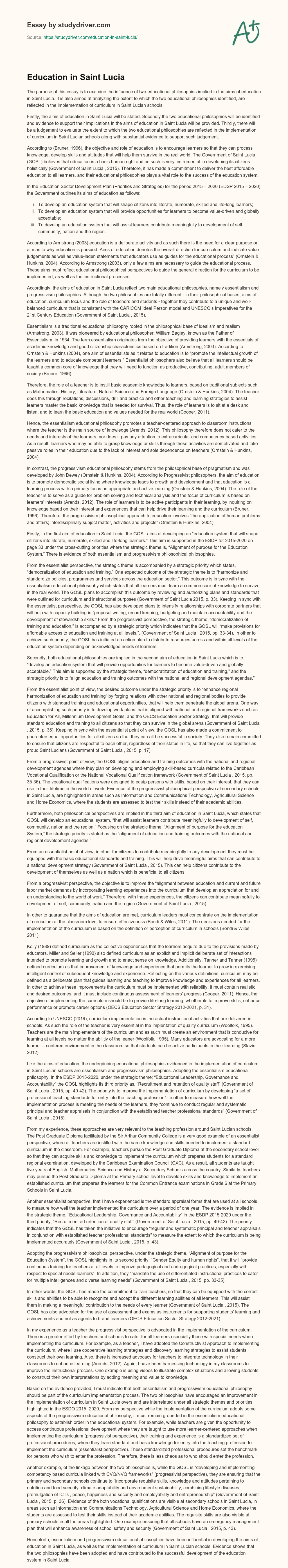Education in Saint Lucia essay