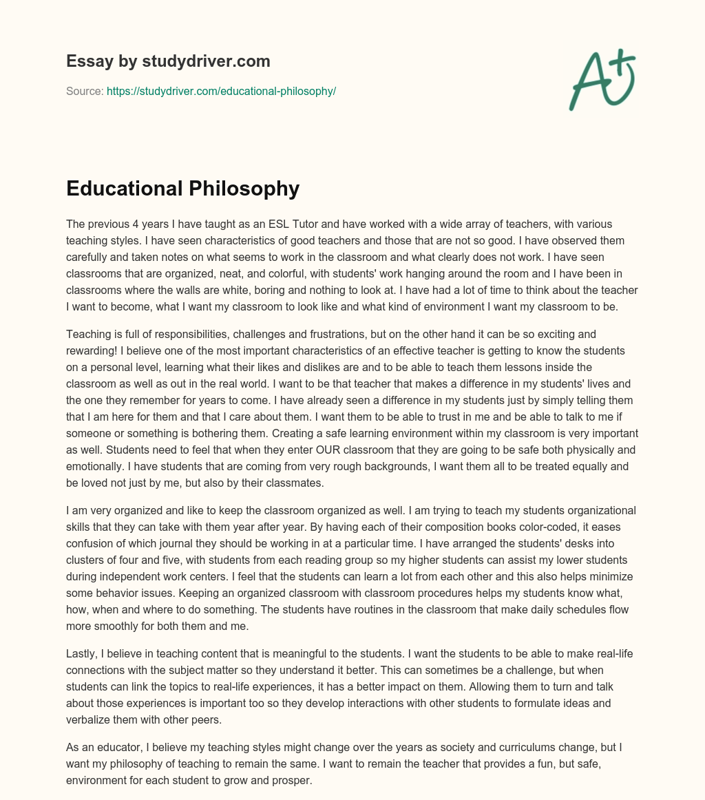 Educational Philosophy essay
