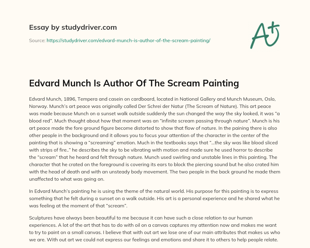Edvard Munch is Author of the Scream Painting essay