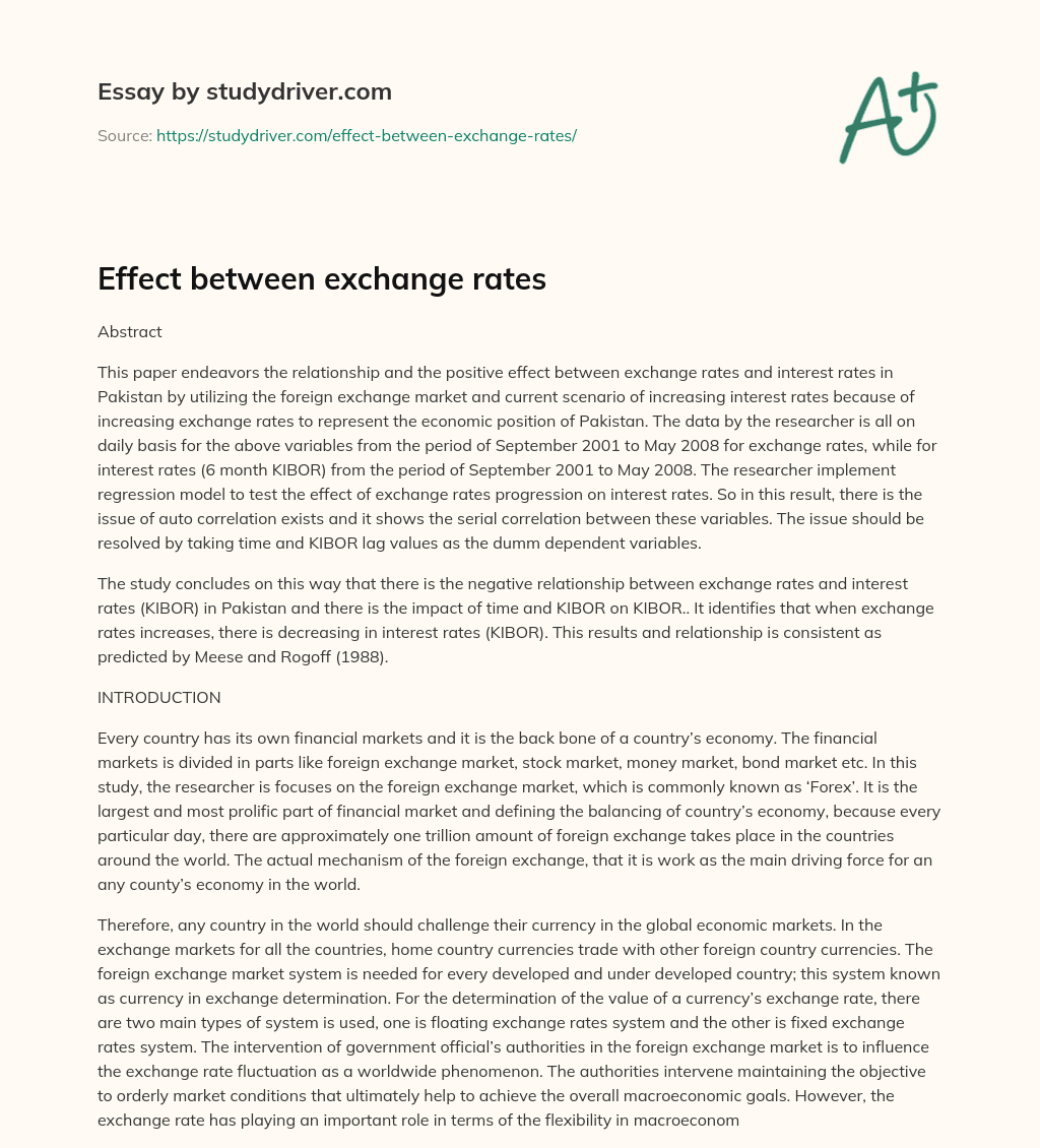 Effect between Exchange Rates essay