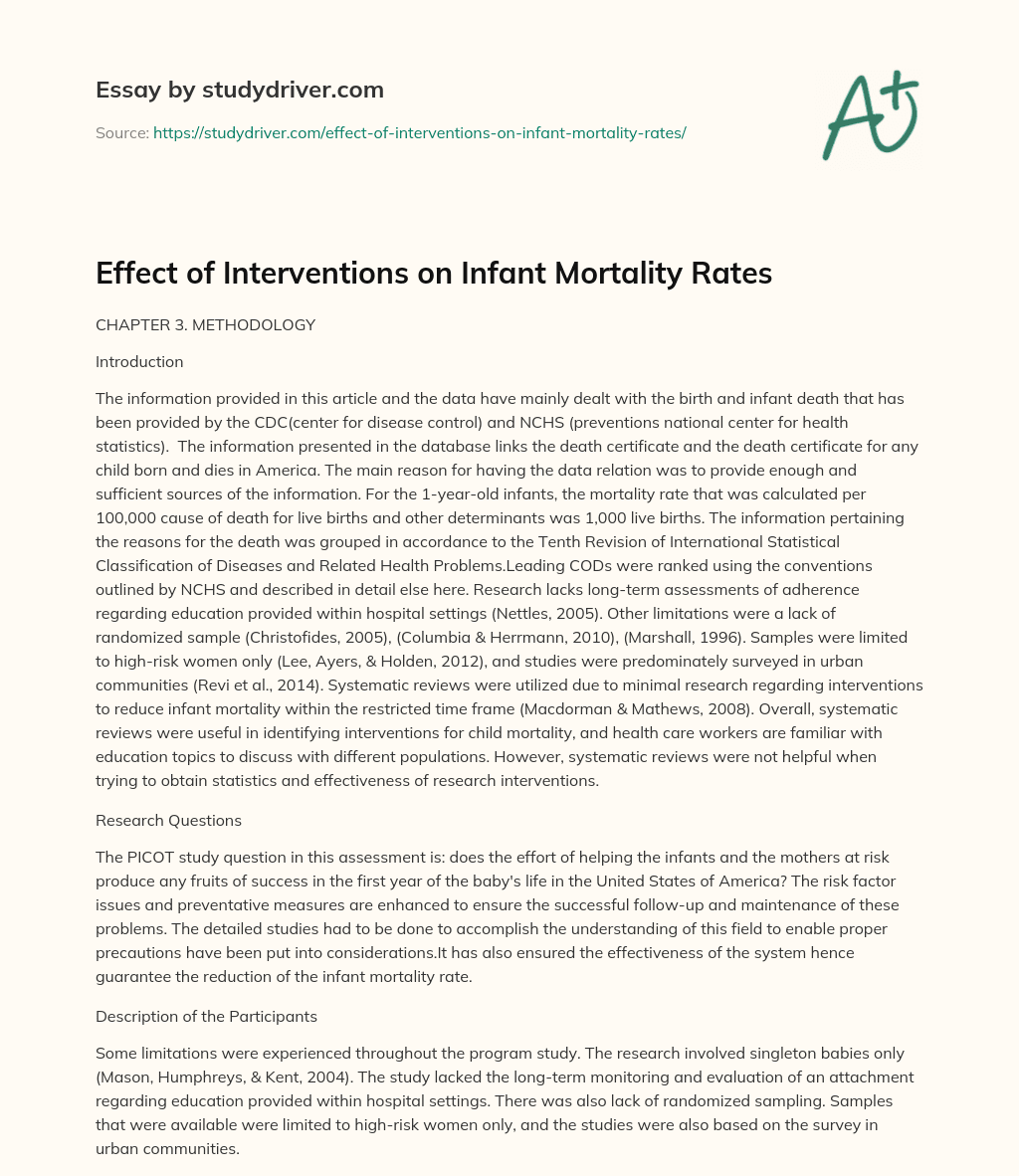 Effect of Interventions on Infant Mortality Rates essay