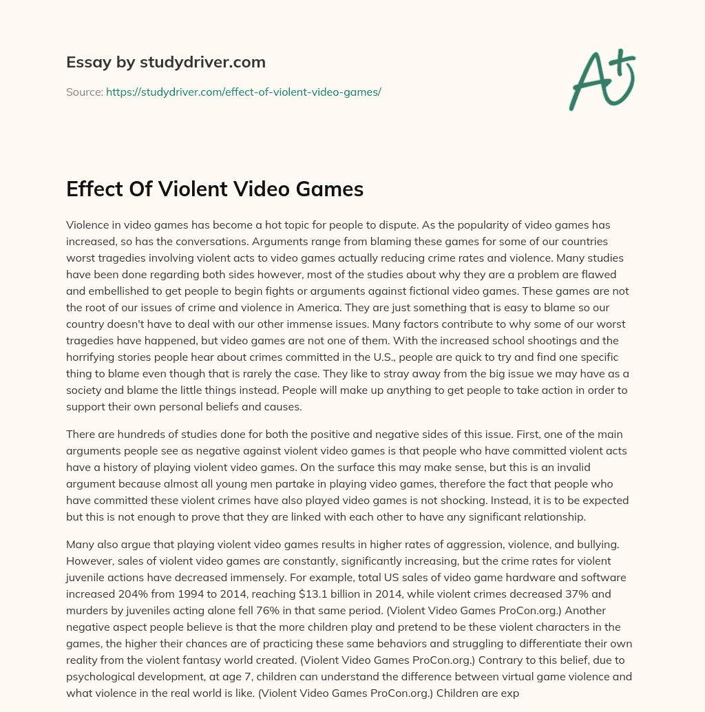 Effect of Violent Video Games essay