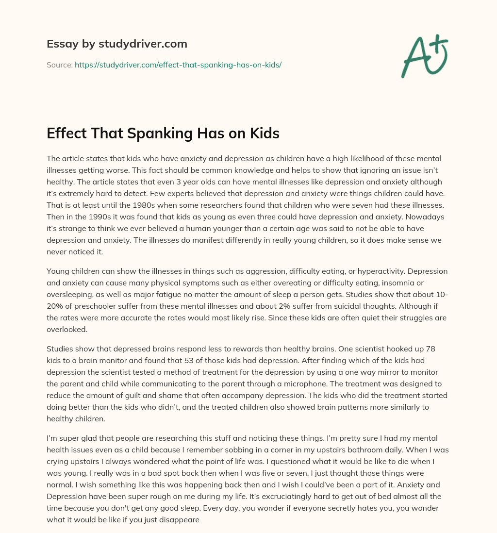 Effect that Spanking has on Kids essay