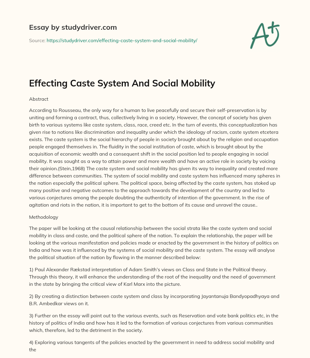 Effecting Caste System and Social Mobility essay