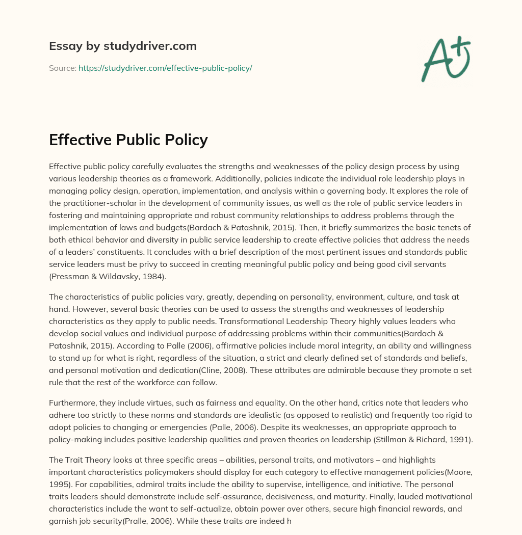 Effective Public Policy essay
