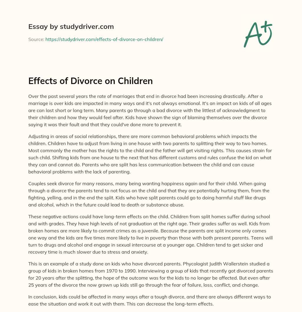 Effects of Divorce on Children essay