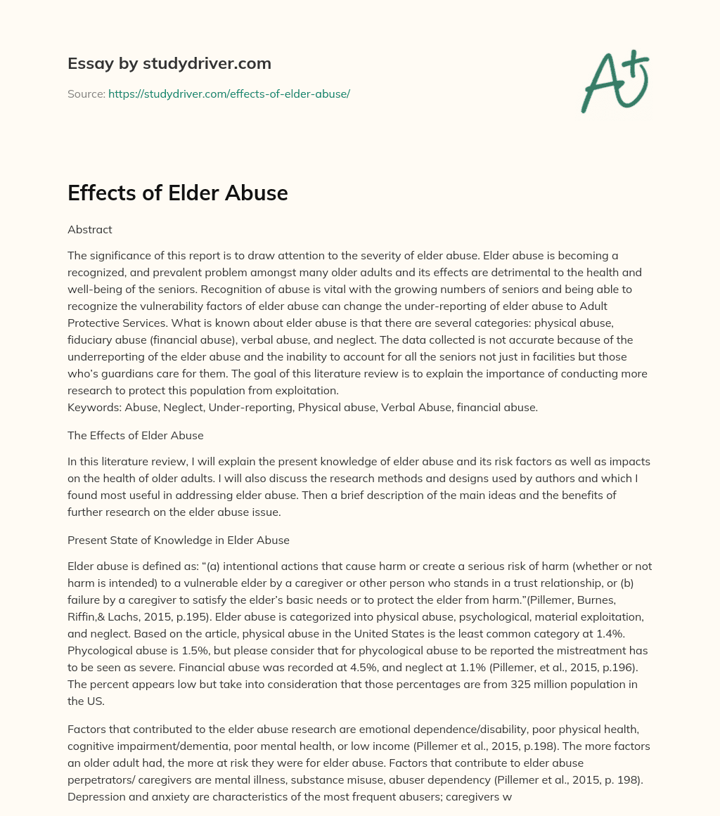 Effects of Elder Abuse essay