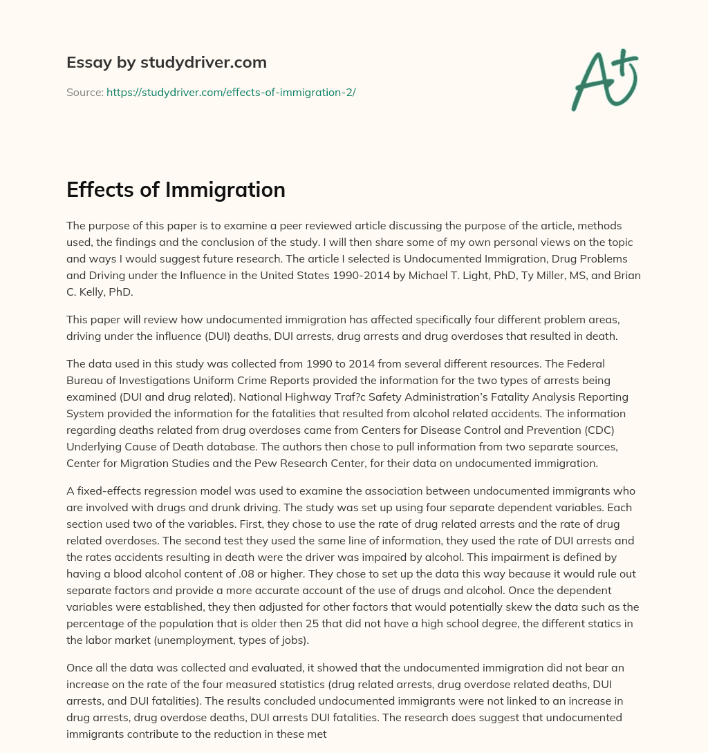 Effects of Immigration essay
