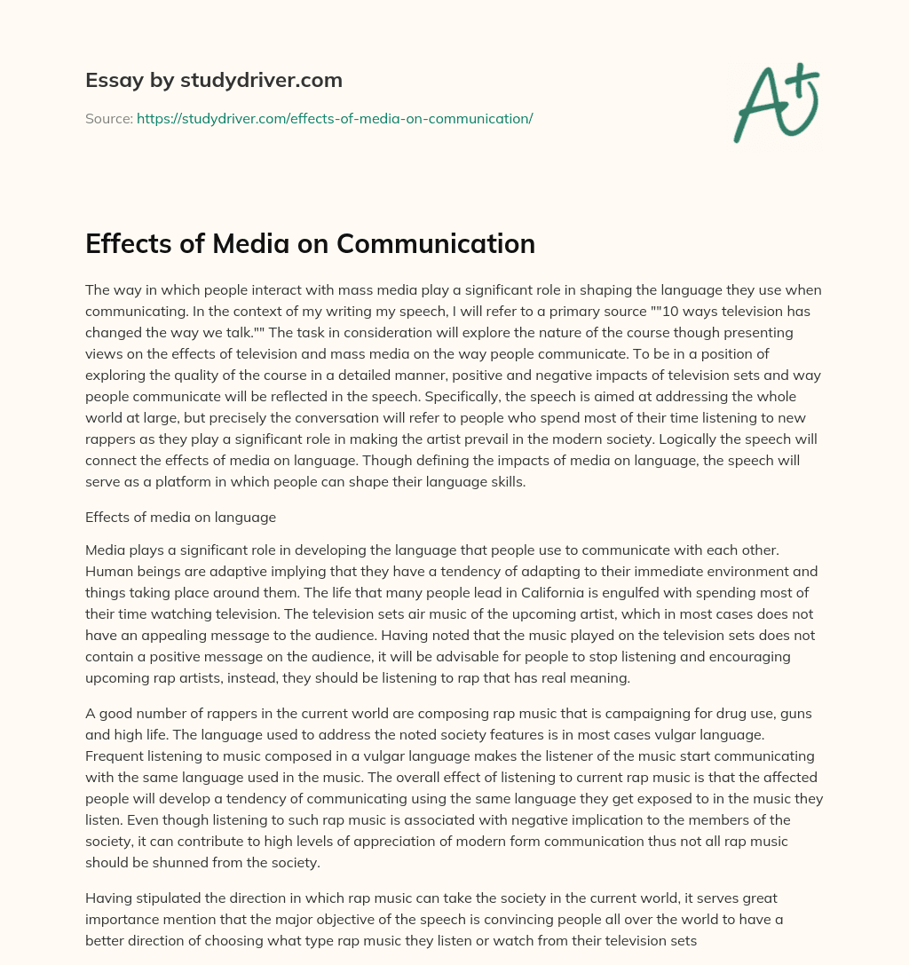 Effects of Media on Communication essay