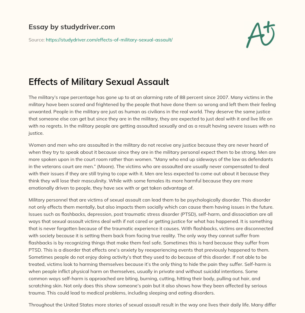 Effects of Military Sexual Assault essay