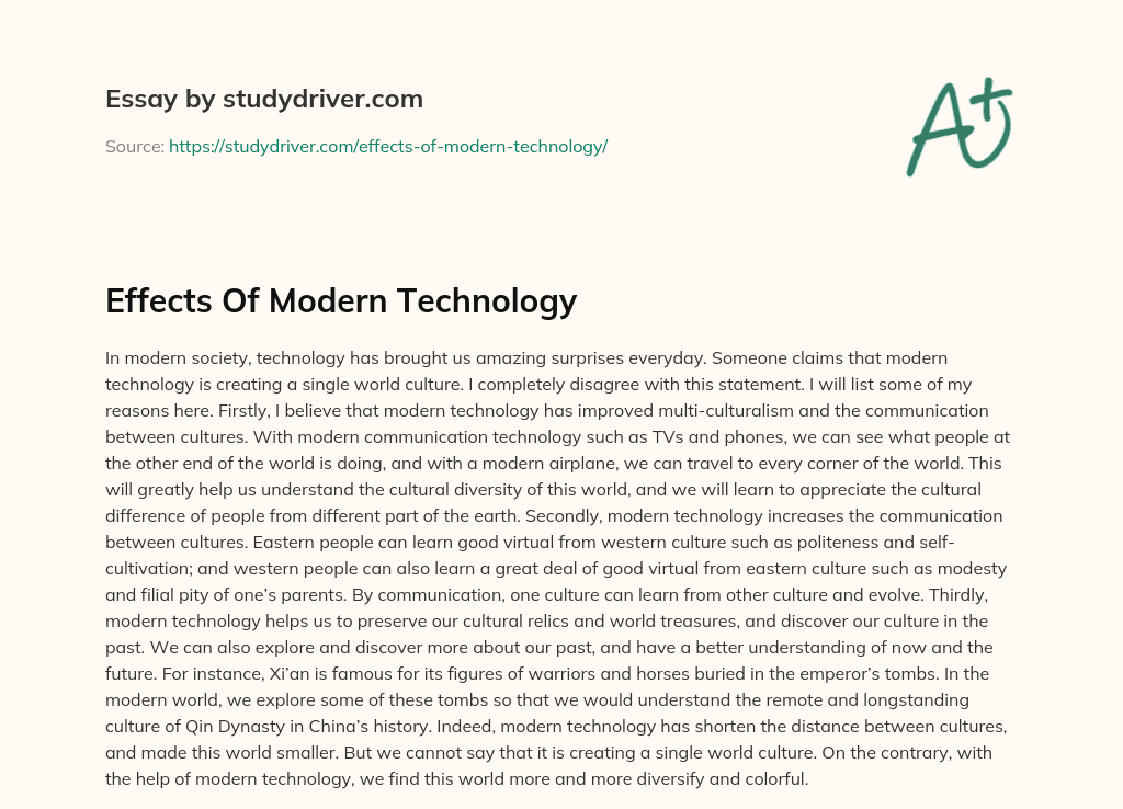 Effects of Modern Technology essay