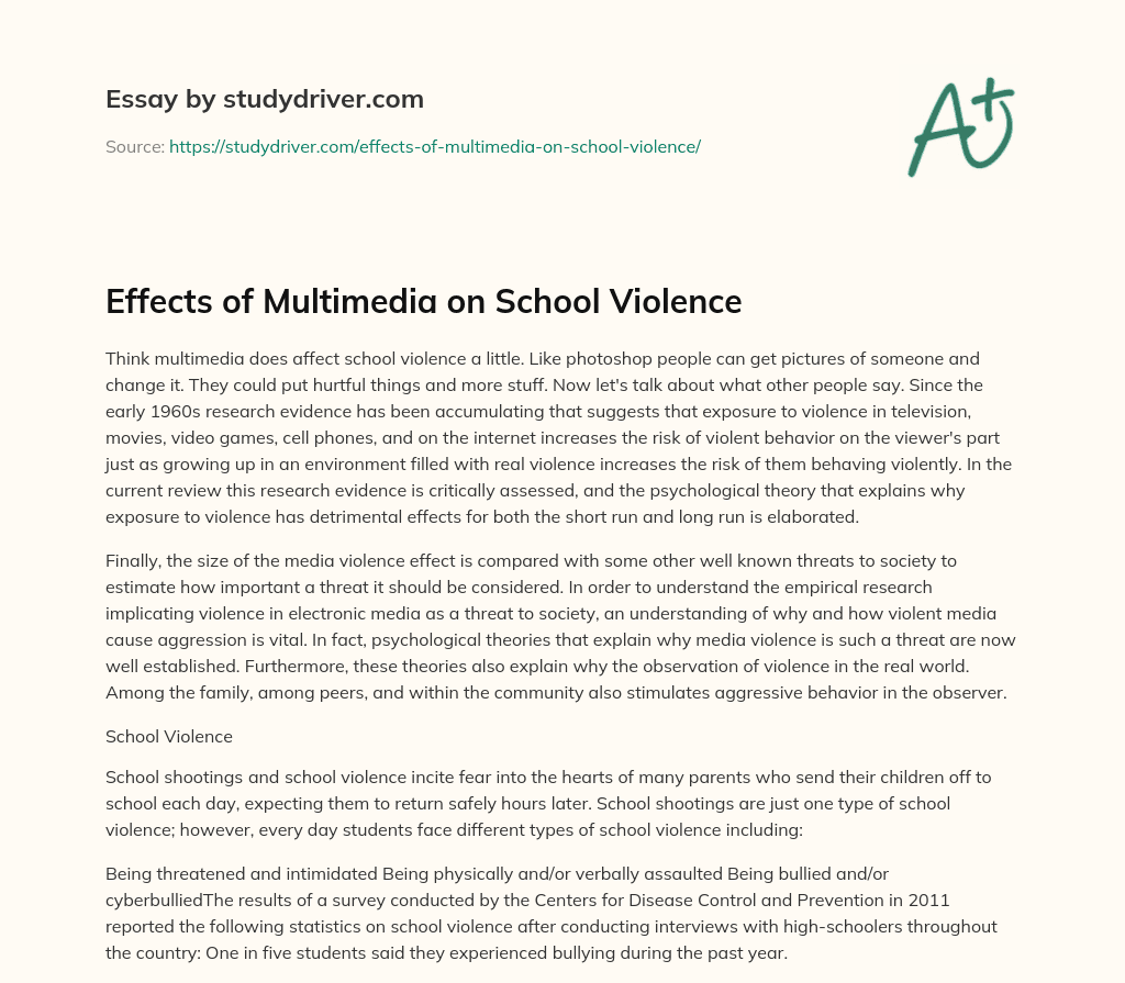 Effects of Multimedia on School Violence essay