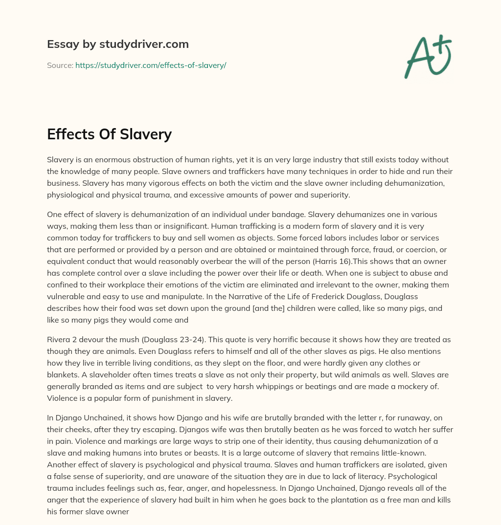 Effects of Slavery essay