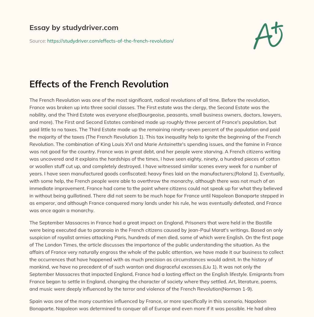 Effects of the French Revolution essay