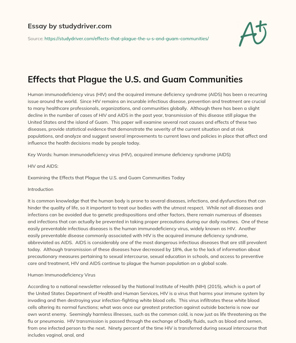 Effects that Plague the U.S. and Guam Communities essay
