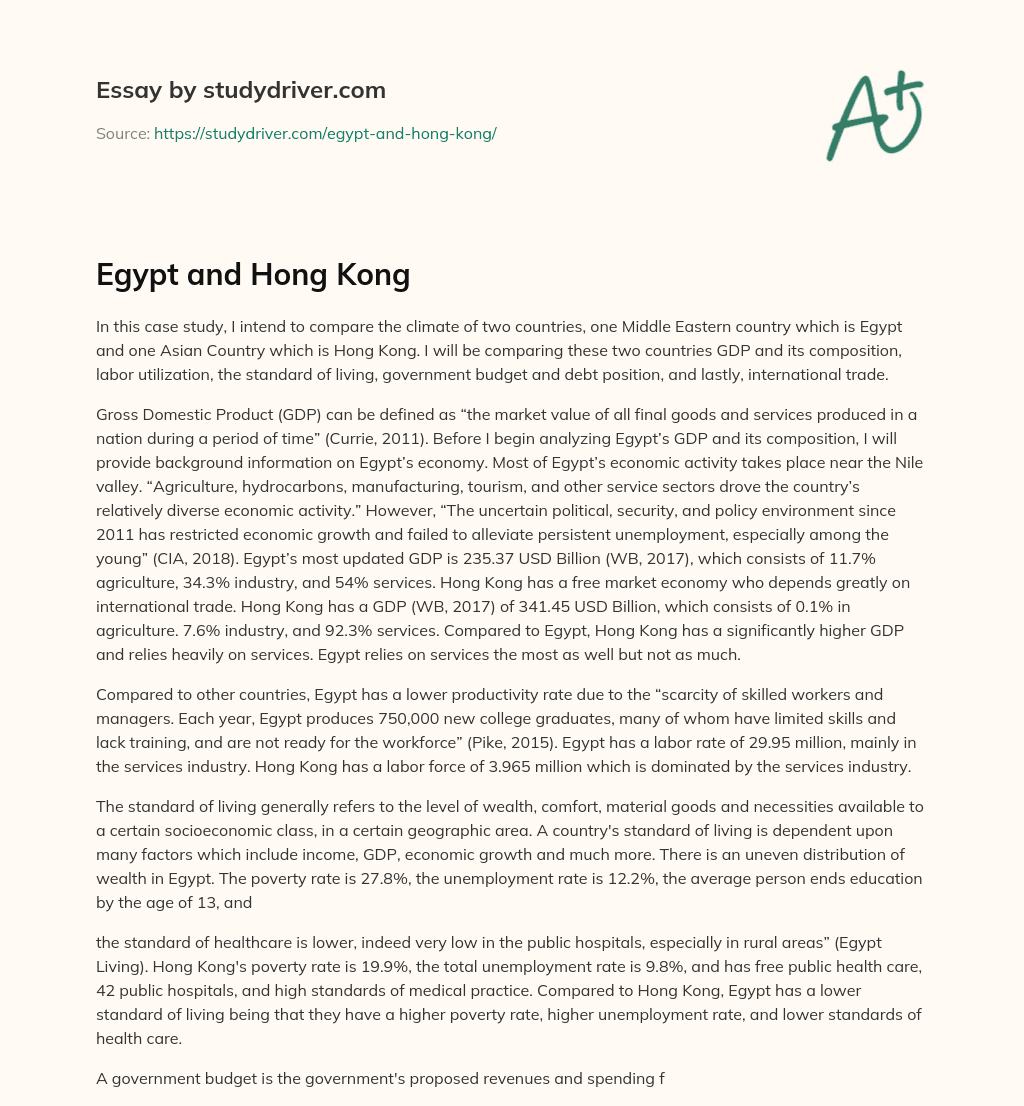 Egypt and Hong Kong essay