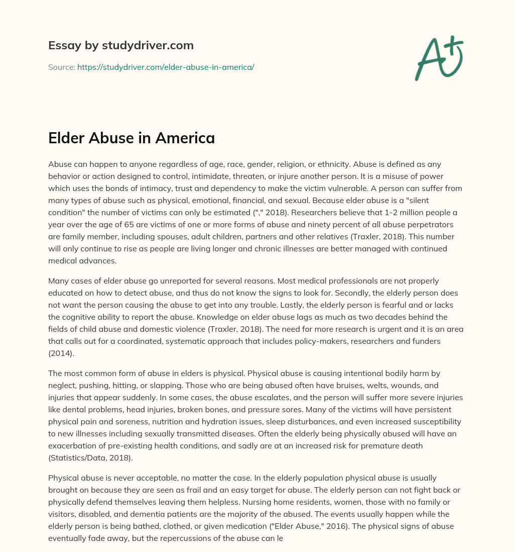 Elder Abuse in America essay