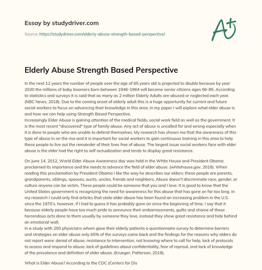 Elderly Abuse Strength Based Perspective essay