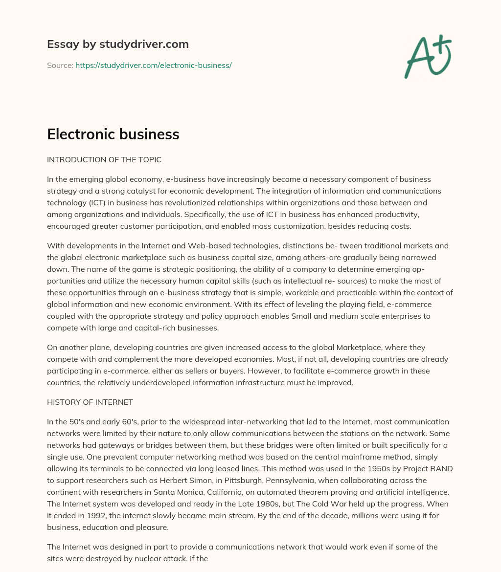 Electronic Business essay