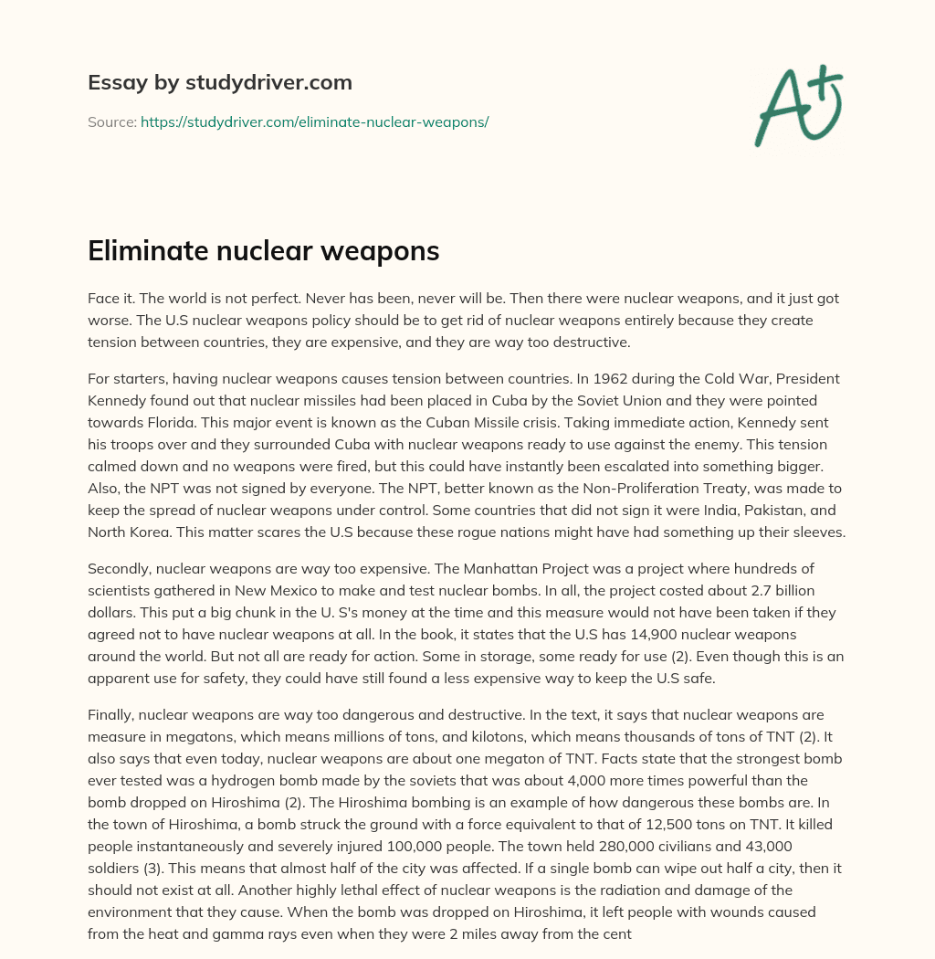 Eliminate Nuclear Weapons essay
