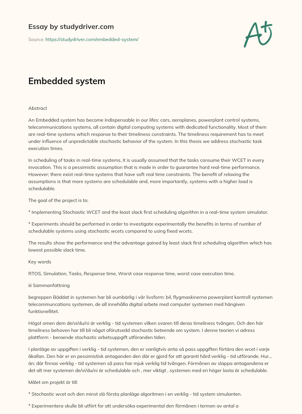 Embedded System essay