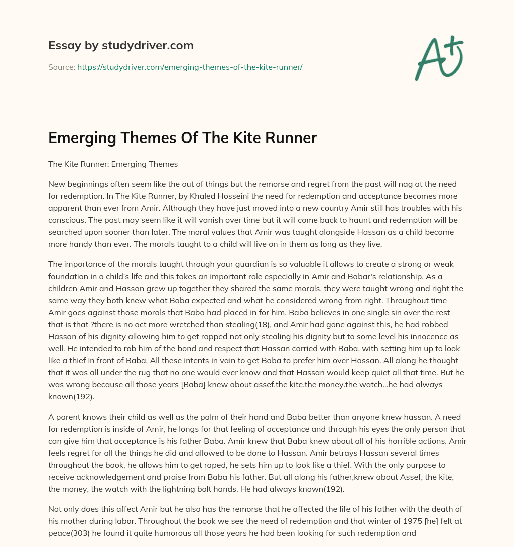 Emerging Themes of the Kite Runner essay