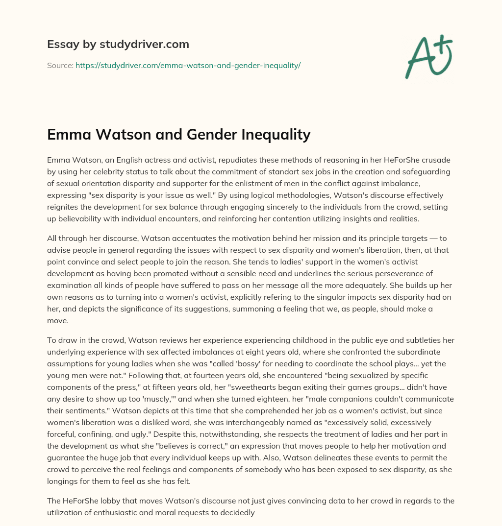Emma Watson and Gender Inequality essay