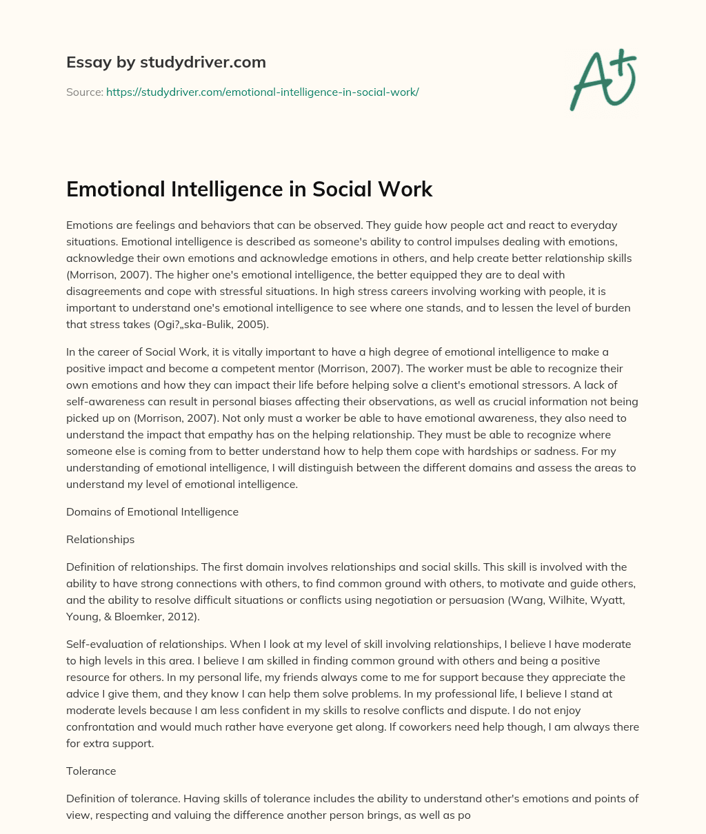 Emotional Intelligence in Social Work essay