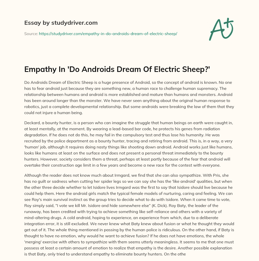 Empathy in ‘Do Androids Dream of Electric Sheep?’ essay