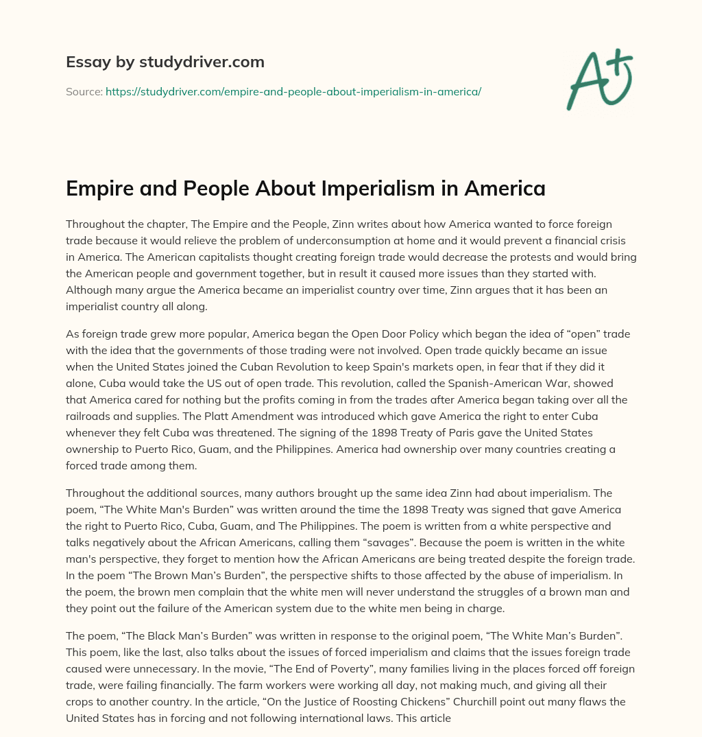 Empire and People about Imperialism in America essay