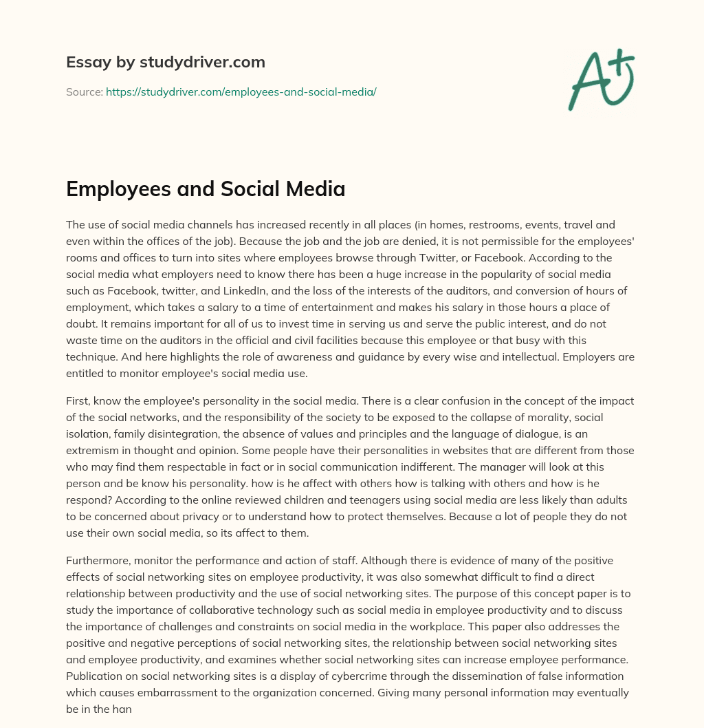 Employees and Social Media essay