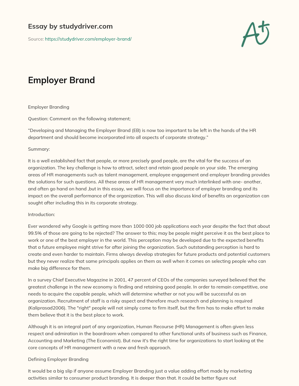 Employer Brand essay