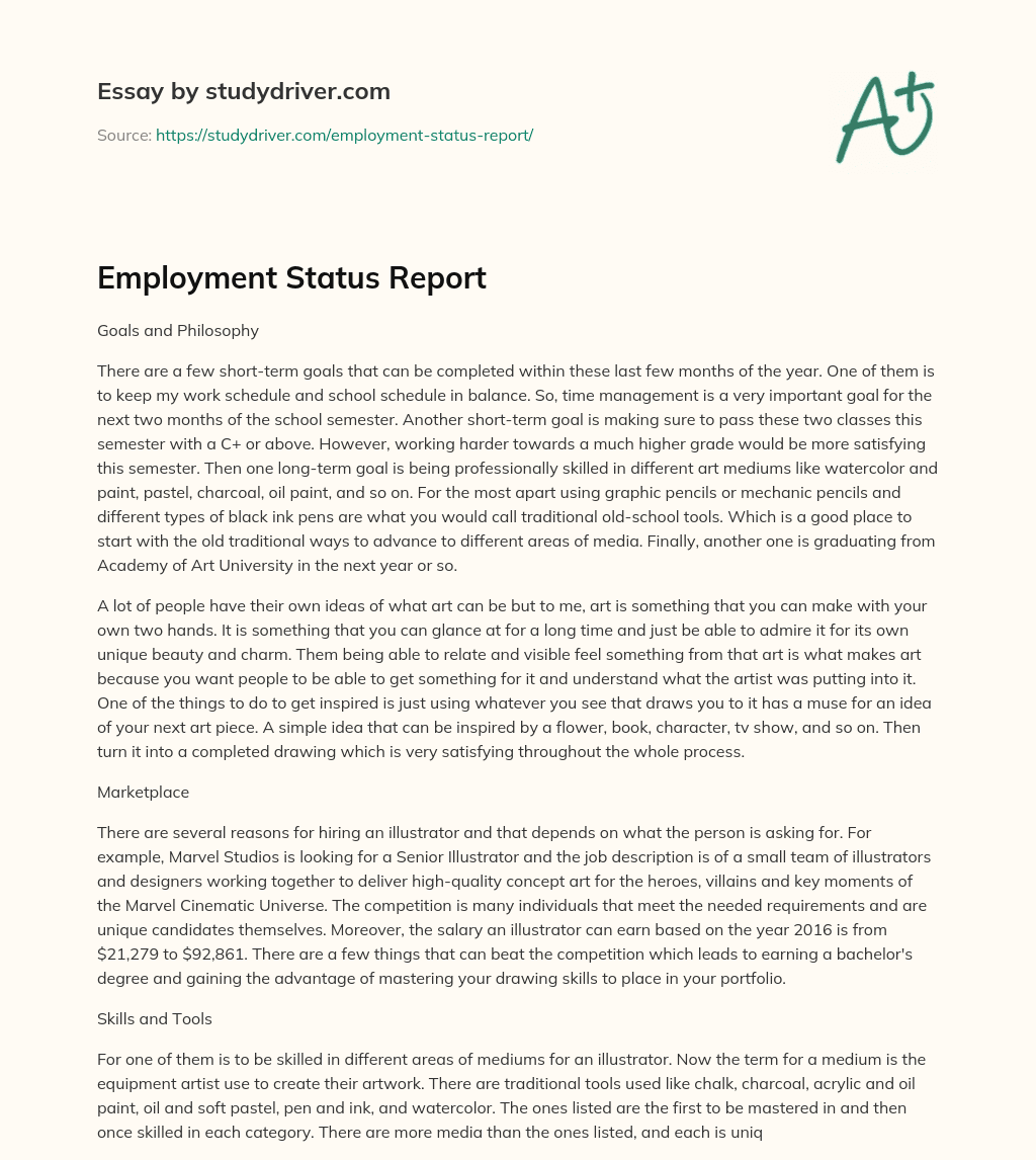 Employment Status Report essay