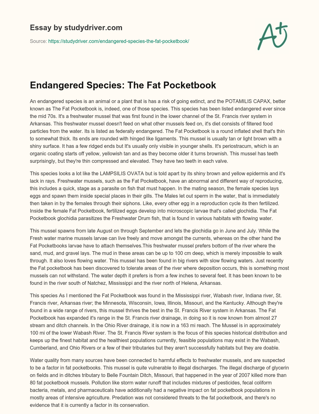 Endangered Species: the Fat Pocketbook essay