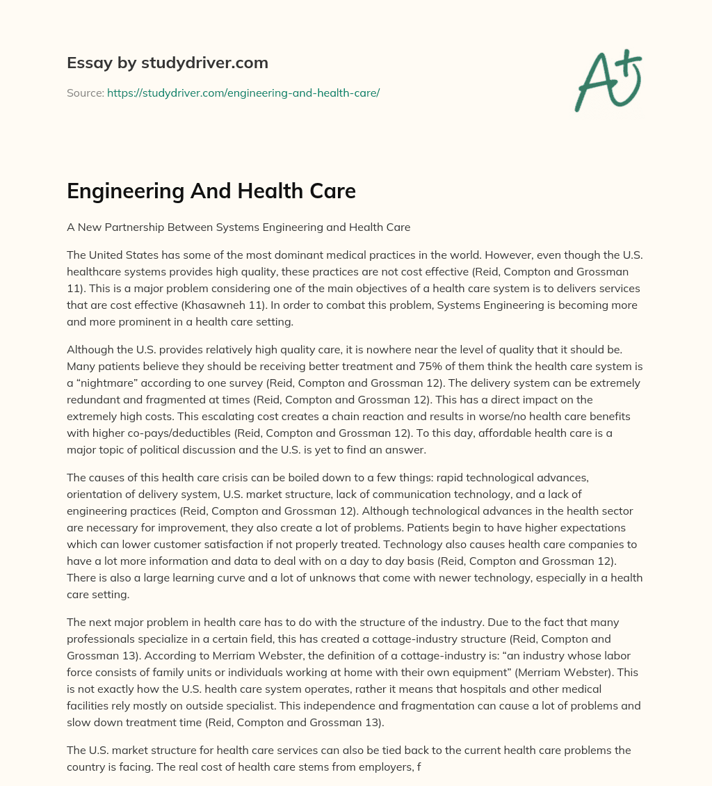 Engineering and Health Care essay
