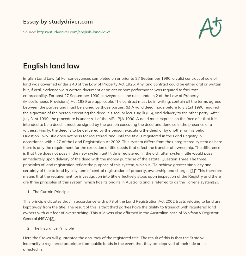 English Land Law essay