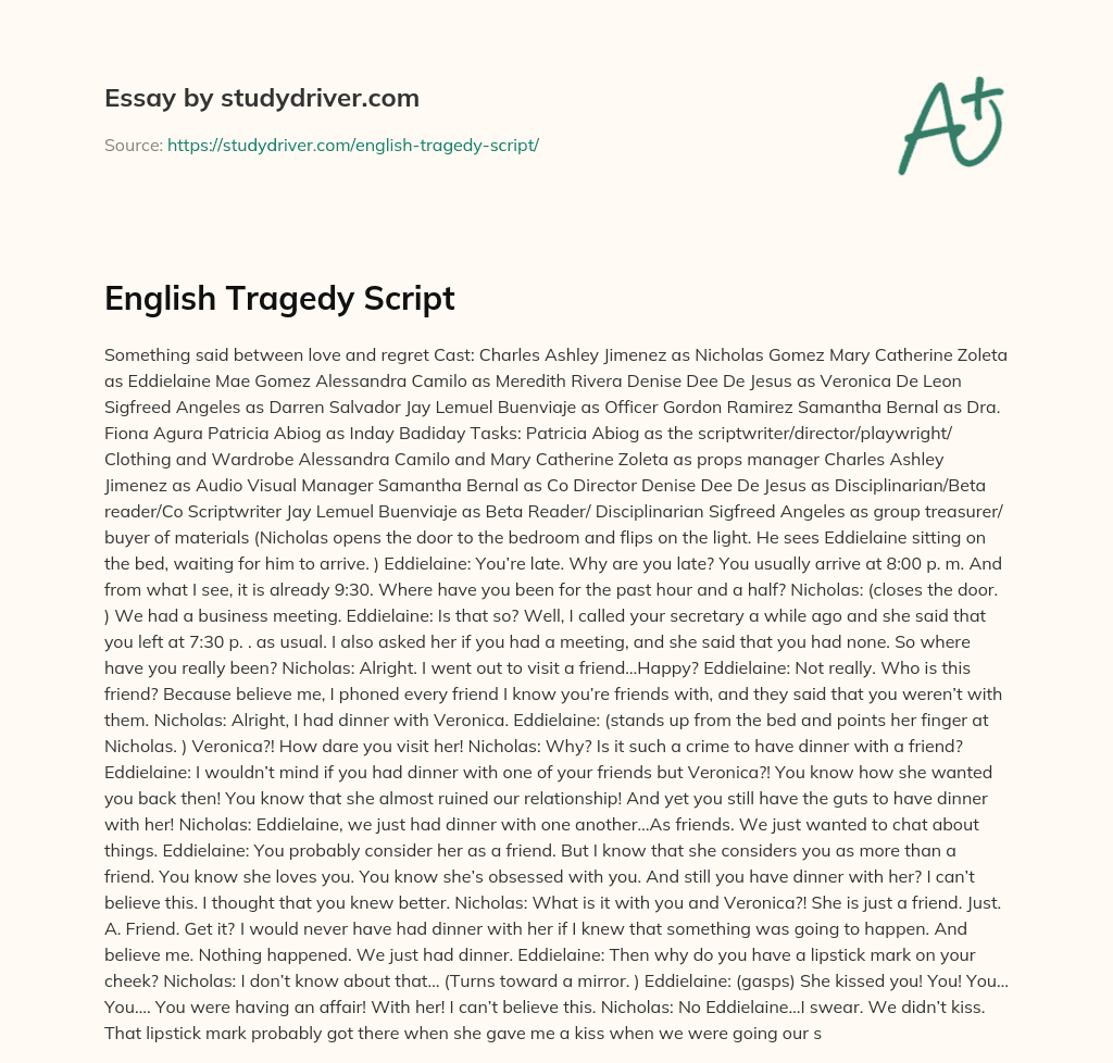 English Tragedy Script essay