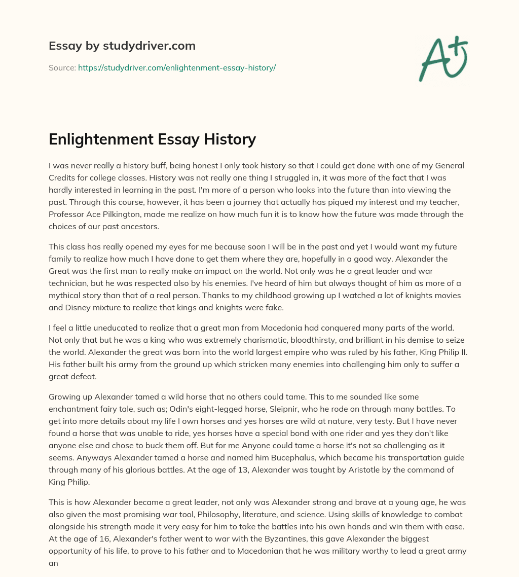Enlightenment Essay History essay