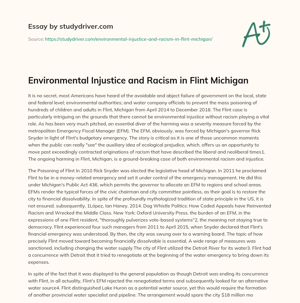 Environmental Injustice and Racism in Flint Michigan essay