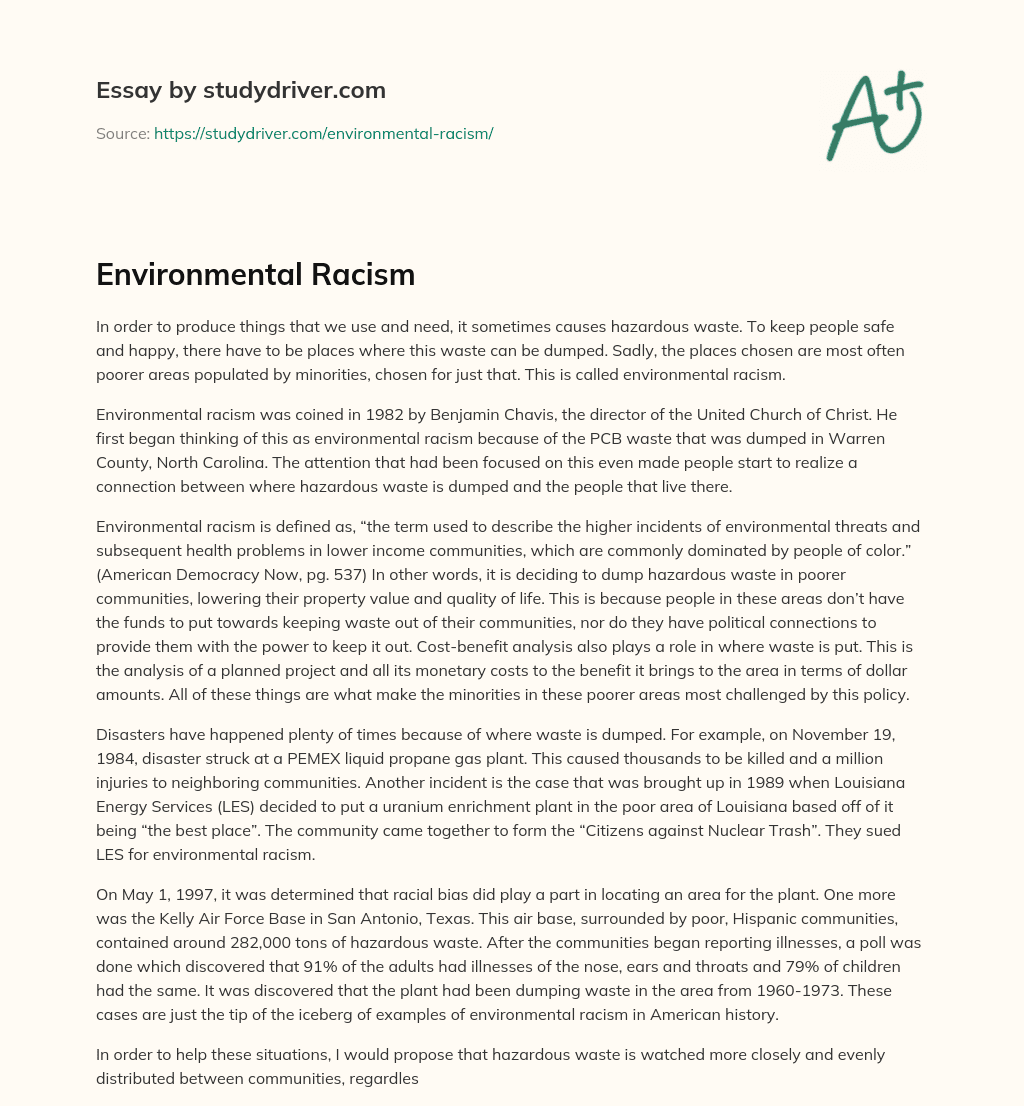 Environmental Racism essay