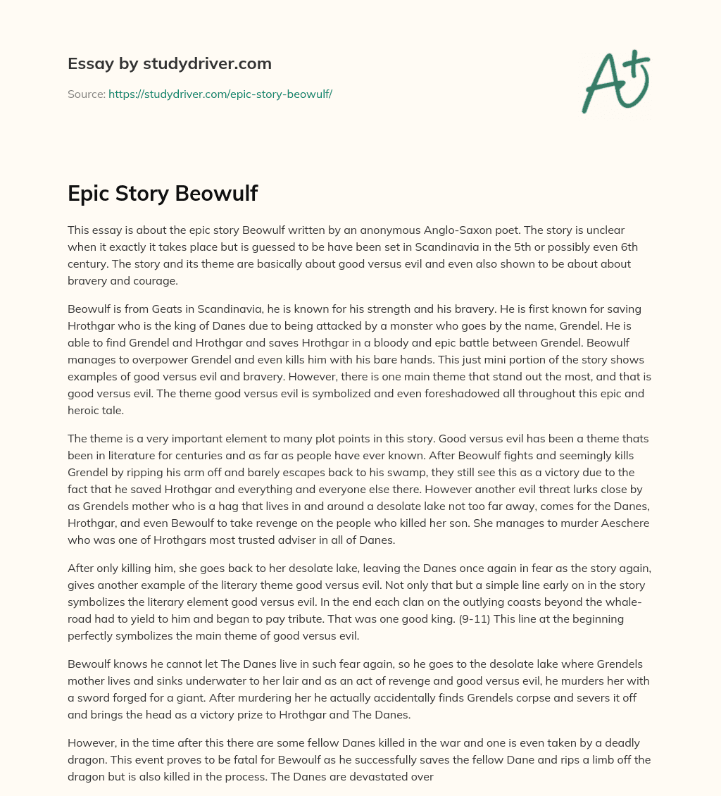 Epic Story Beowulf essay