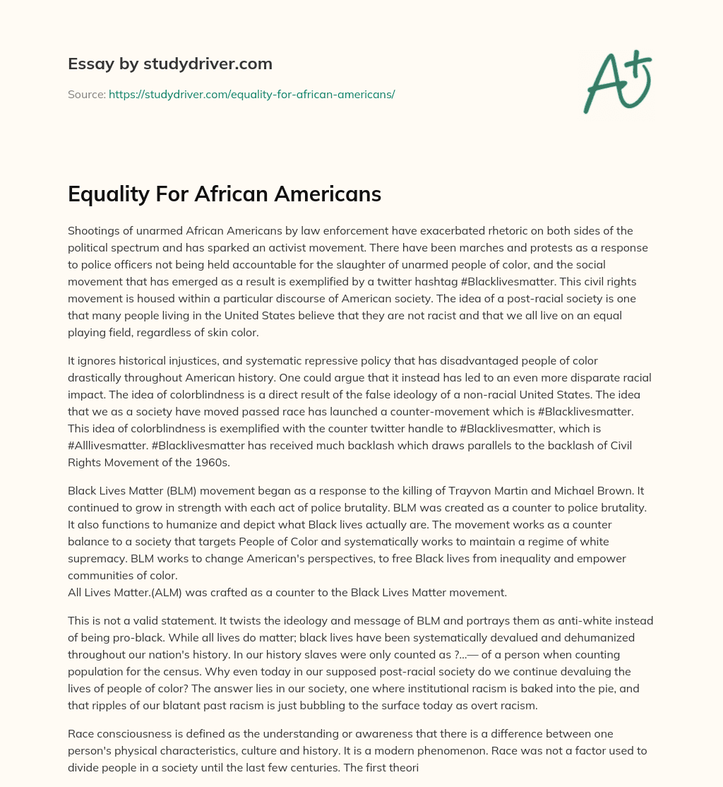 Equality for African Americans essay