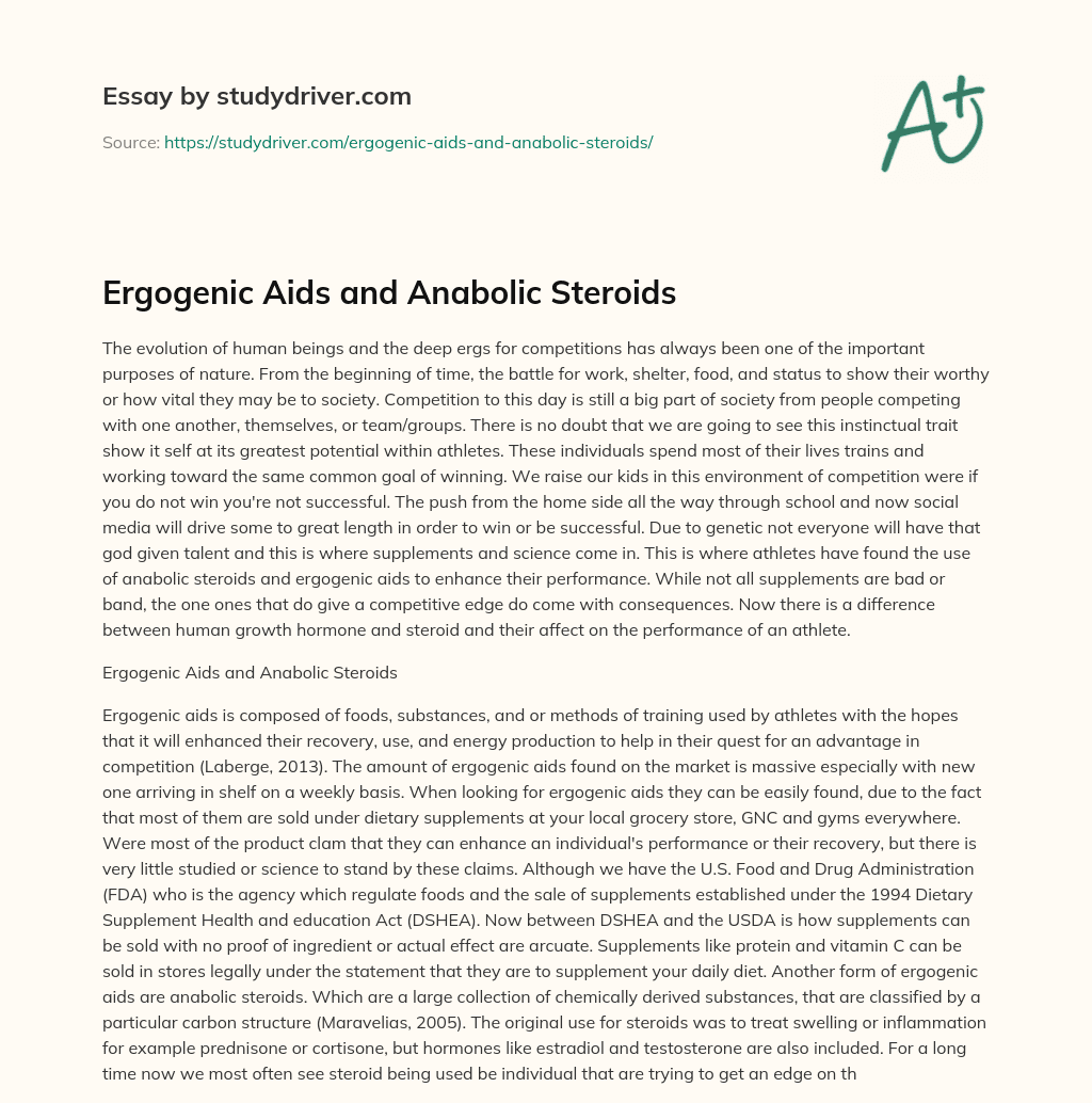 Ergogenic Aids and Anabolic Steroids essay